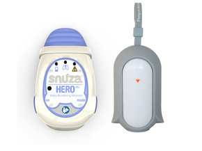 Snuza Hero MD - tragbarer Atmungsmonitor für Babys. Medizinprodukt + Pinguin der Mutige™ by Natulino Innovations. Rauschender Pinguin mit Standby-Funtion und Nachtlampeino Innovations.